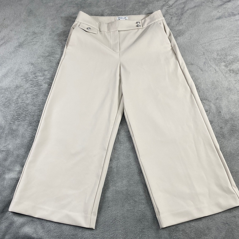 Rachel Zoe Wide Leg Cropped Pants Beige Size 10 Nylon Blend